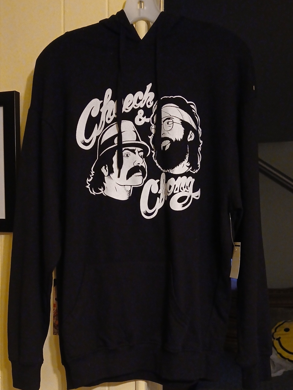 Black Graphic Hoodie Sweatshirt with White CHEECH &CHONG